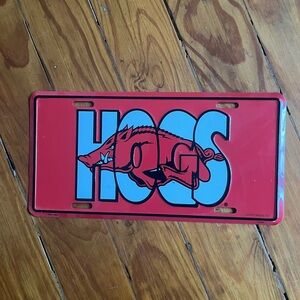 Hogs Decorative License Plate - Red and Light Blue